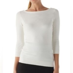 White House Black Market Cream 3/4 Sleeve Pullover Lightweight Sweater Size M